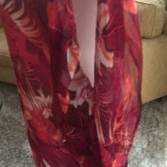 💕Lucky brand. Deep Raspberry Floral , Sheer Maxi cover-up/ long tunic ! 🌸🌷🦋 - Picture 9 of 9